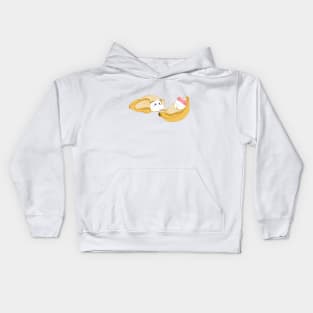 Sleeping Couple Banana _ Bunniesmee Kids Hoodie